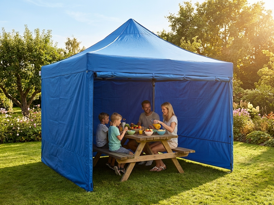 Blue pop-up gazebo with aluminium frame for outdoor events