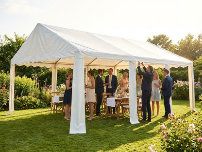 White roof cover for 5x8m marquee made from polyethylene tarpaulin