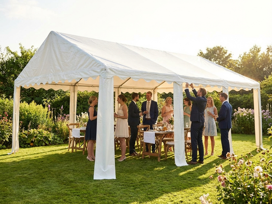 White roof cover for 5x8m marquee made from polyethylene tarpaulin