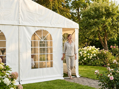 White PVC sidewall with door, 2.33m for indoor/outdoor use