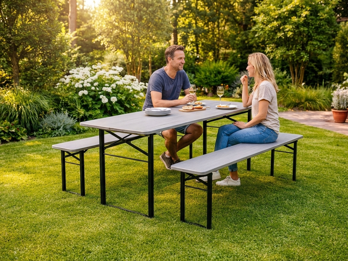 Beer Table Set 167x50x75 cm Grey for Outdoor Events - view 3