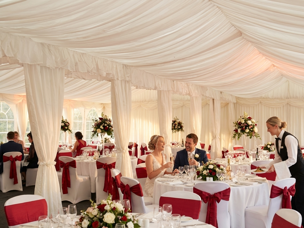 White marquee lining and leg curtain pack for 5x10 m marquee - view 3