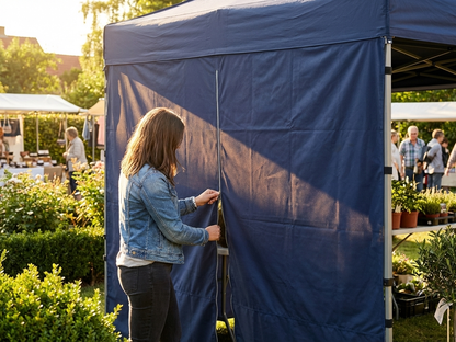 Dark blue sidewall with zipper for outdoor tents