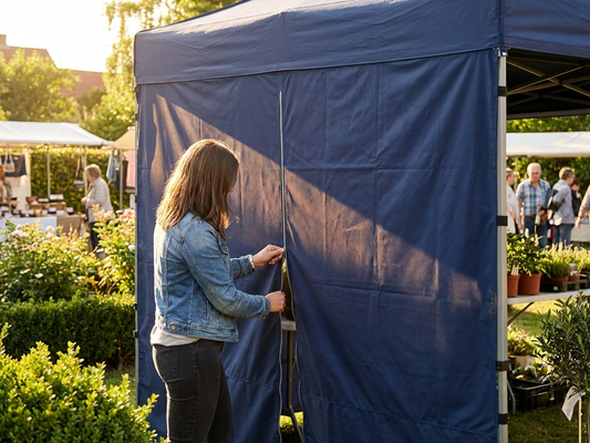 Dark blue sidewall with zipper for outdoor tents