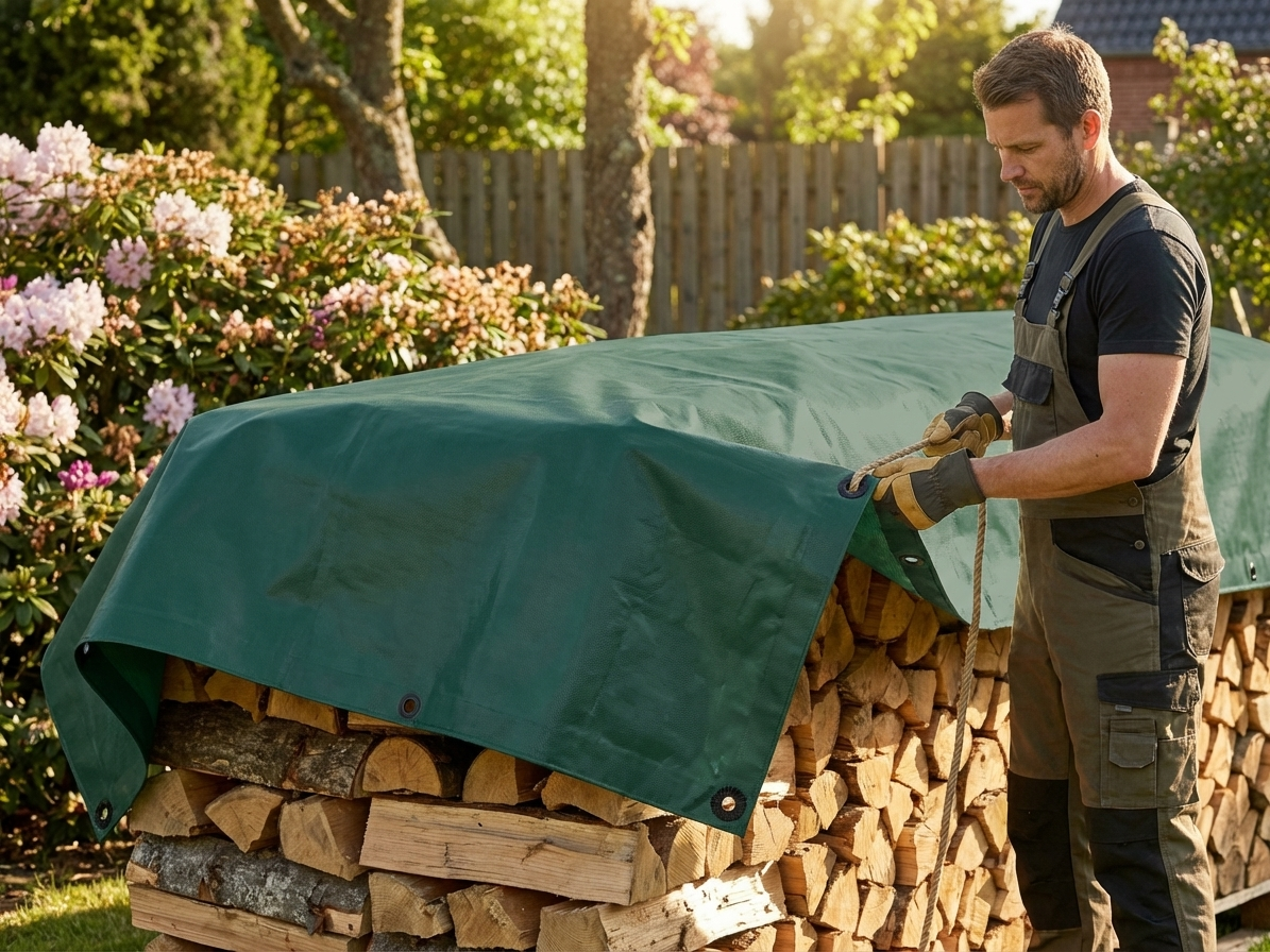 Green TPO tarpaulin 3.5x7 m for outdoor use - product detail