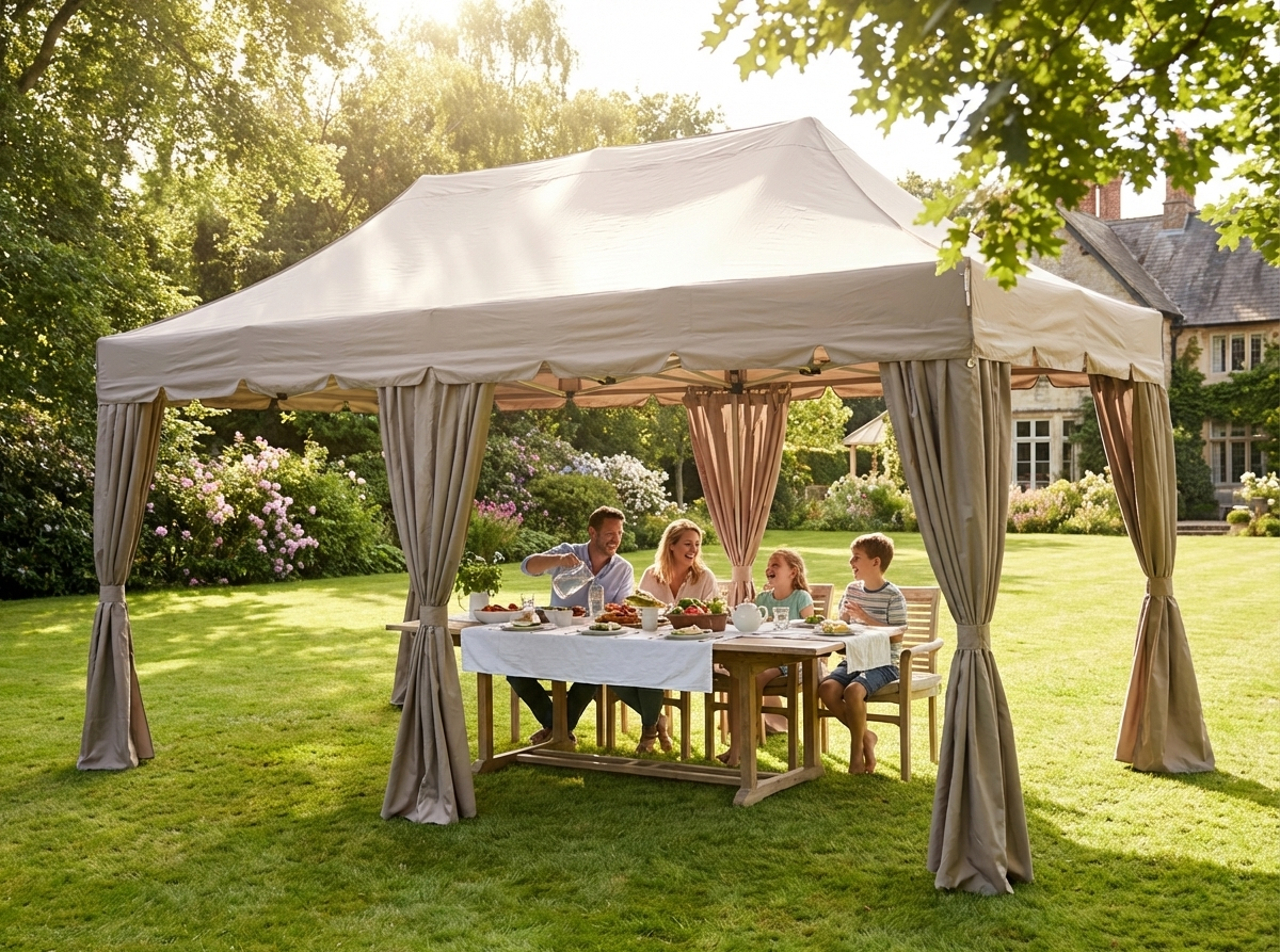 Pop Up Gazebo 4x8m Latte with Steel Frame - view 3