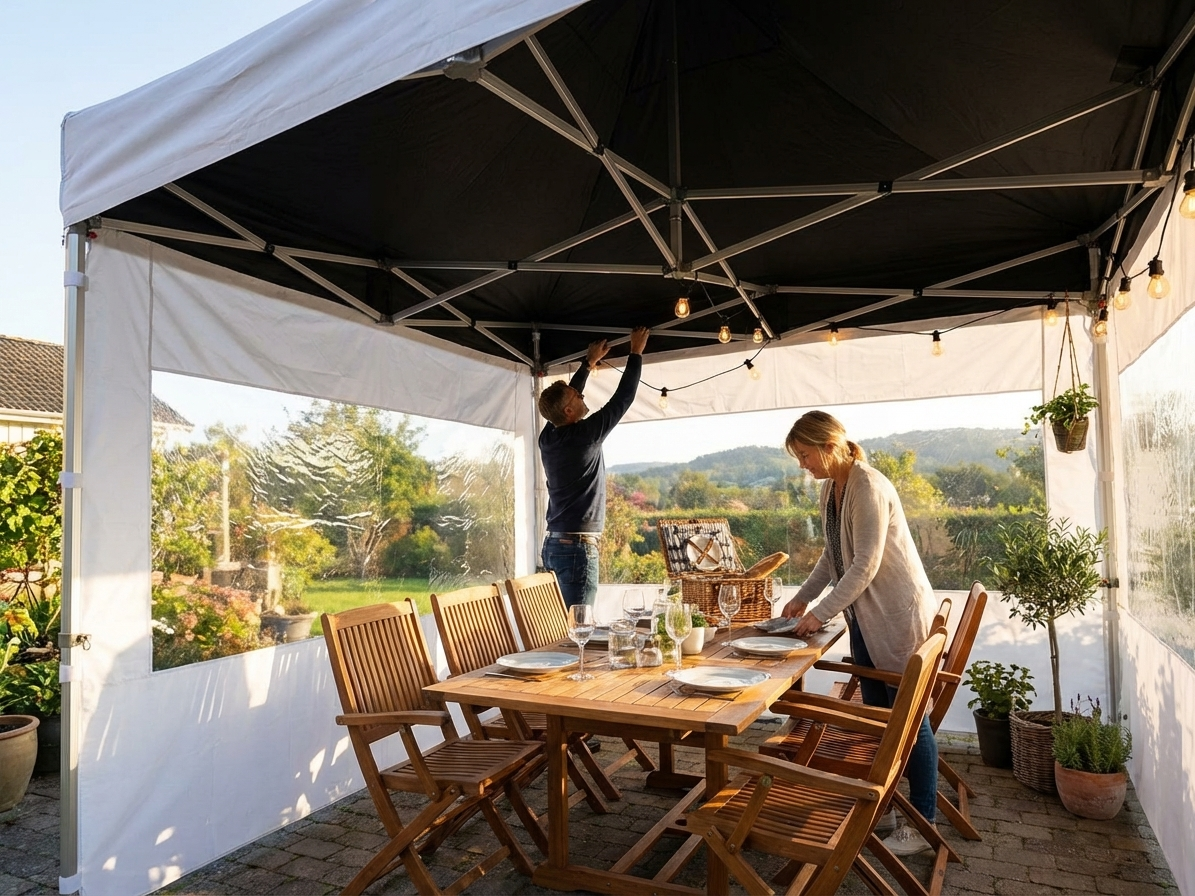 Black gazebo roof lining for 3x6m setup - product detail