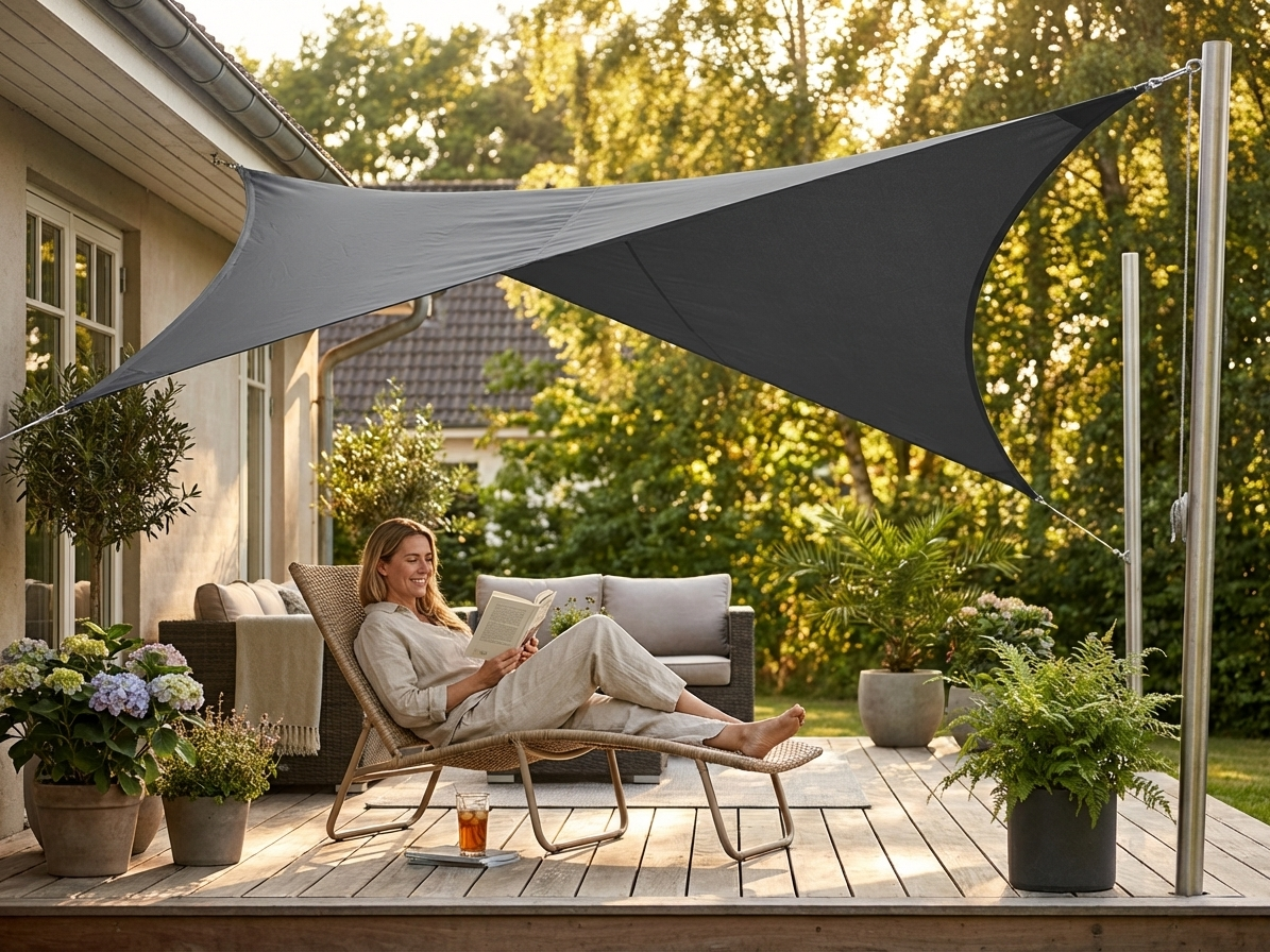 Anthracite Sun Shade Sail 3.6m Triangular for Outdoor Use