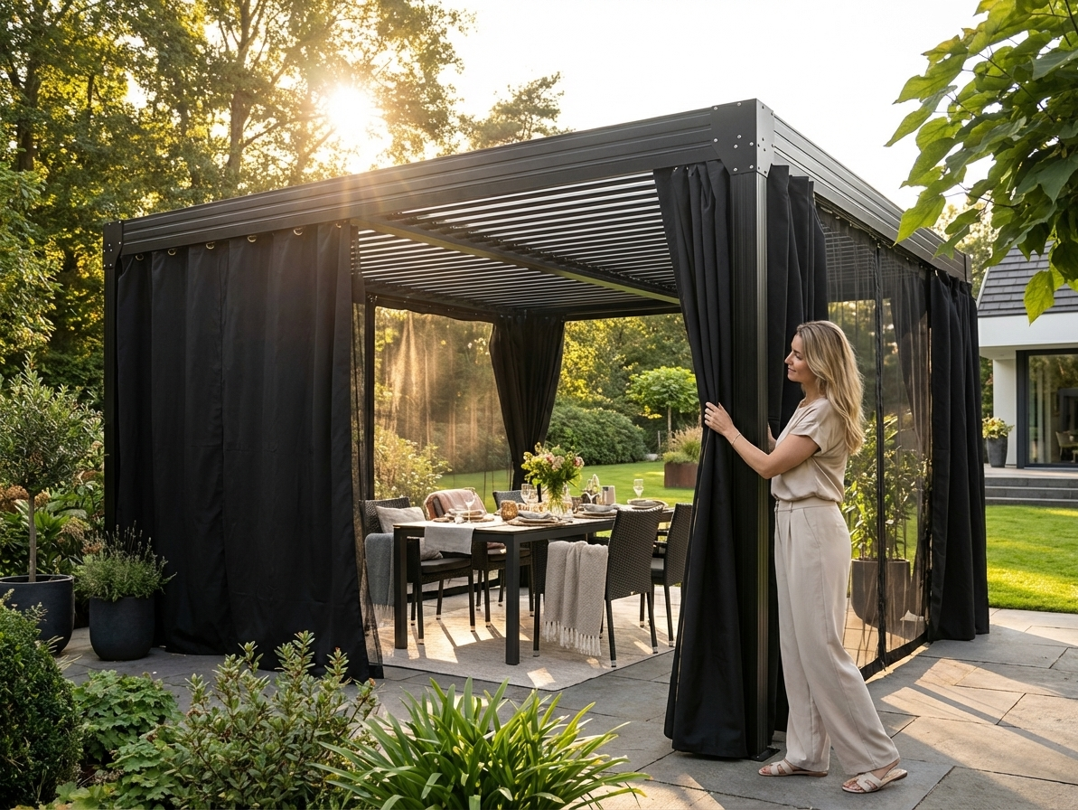 Black mosquito net sidewalls for gazebos - view 3