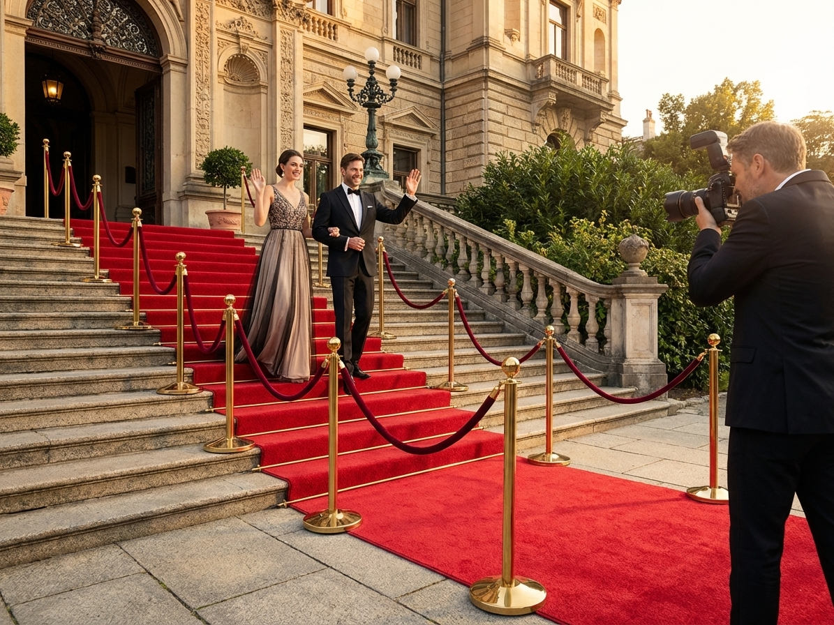 Red carpet runner for events, 2x6 metres, polyester - view 3