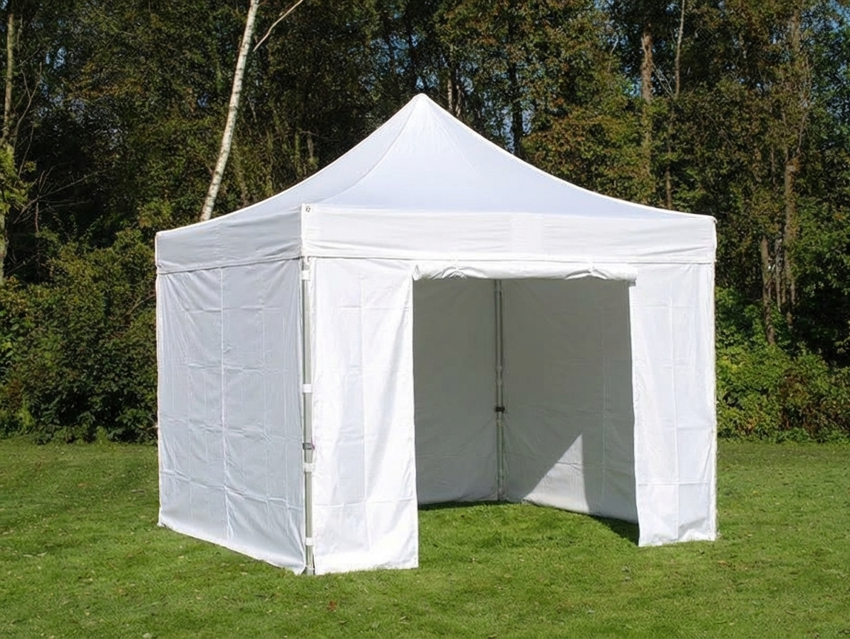 White pop up gazebo 4x4 m with flame-retardant polyester for outdoor events - product detail
