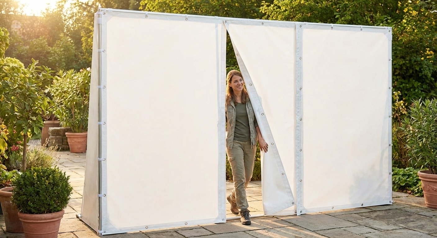 White polyethylene tarpaulin endwall, 6m, UV-resistant - product detail