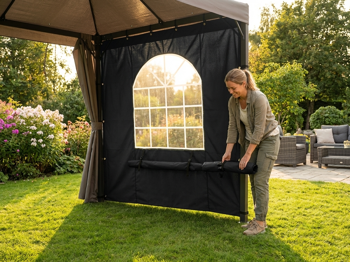 Sidewall with door, 2.33m, black, PVC/polyester - product detail