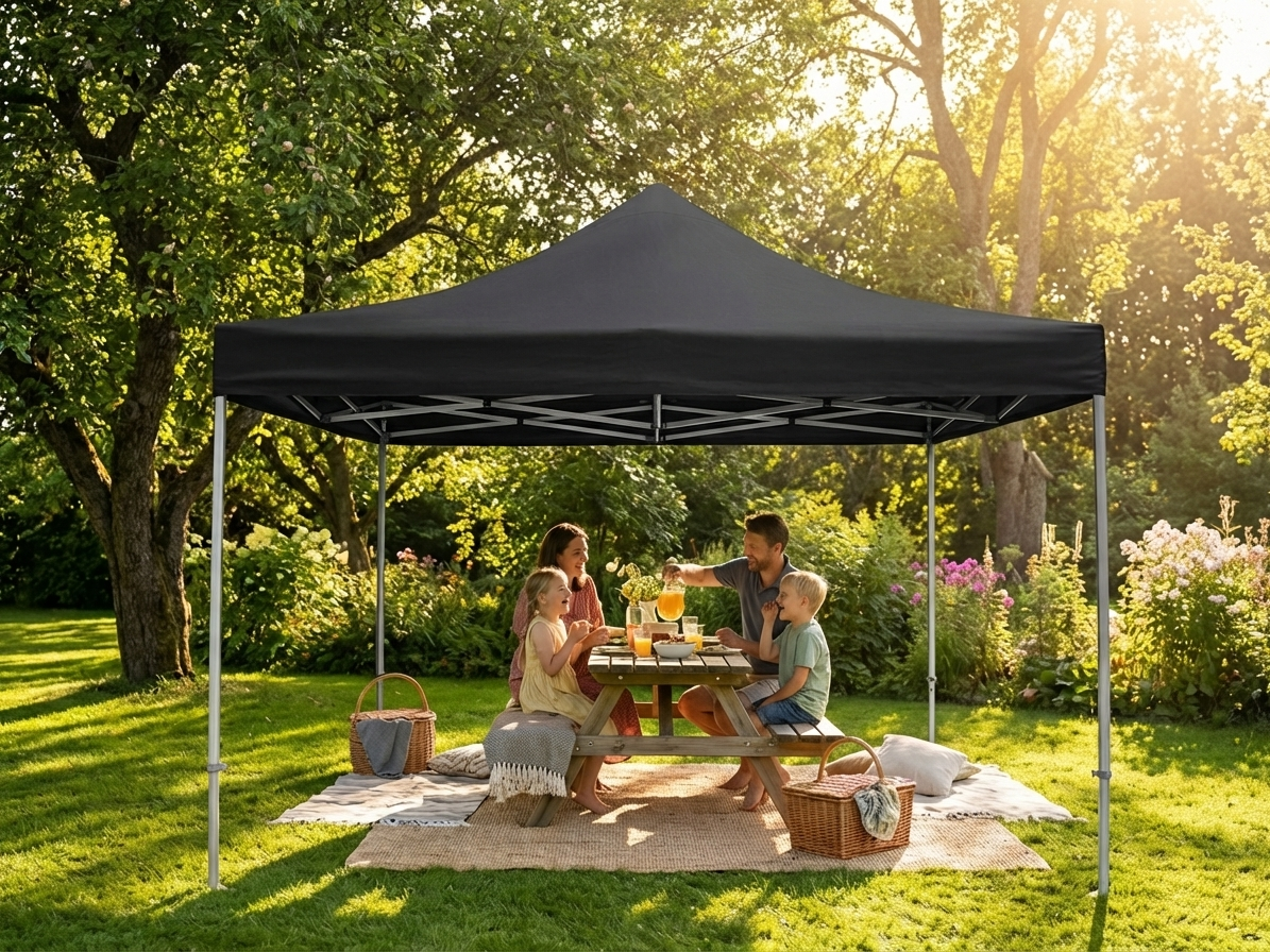 Black pop-up gazebo 4x4 m, flame retardant aluminium frame for outdoor events - product detail