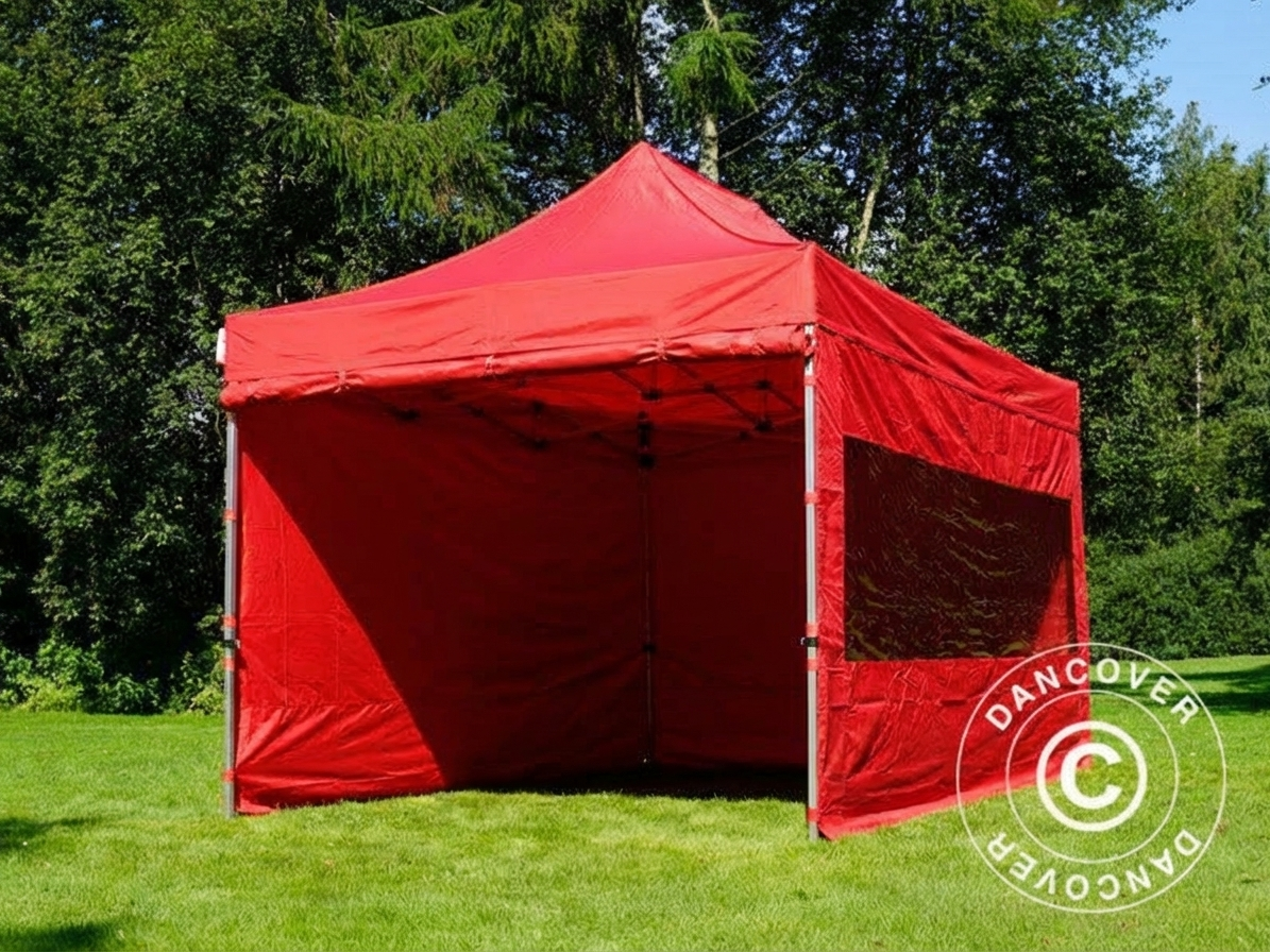 Red pop-up gazebo with aluminium frame for outdoor events - product detail