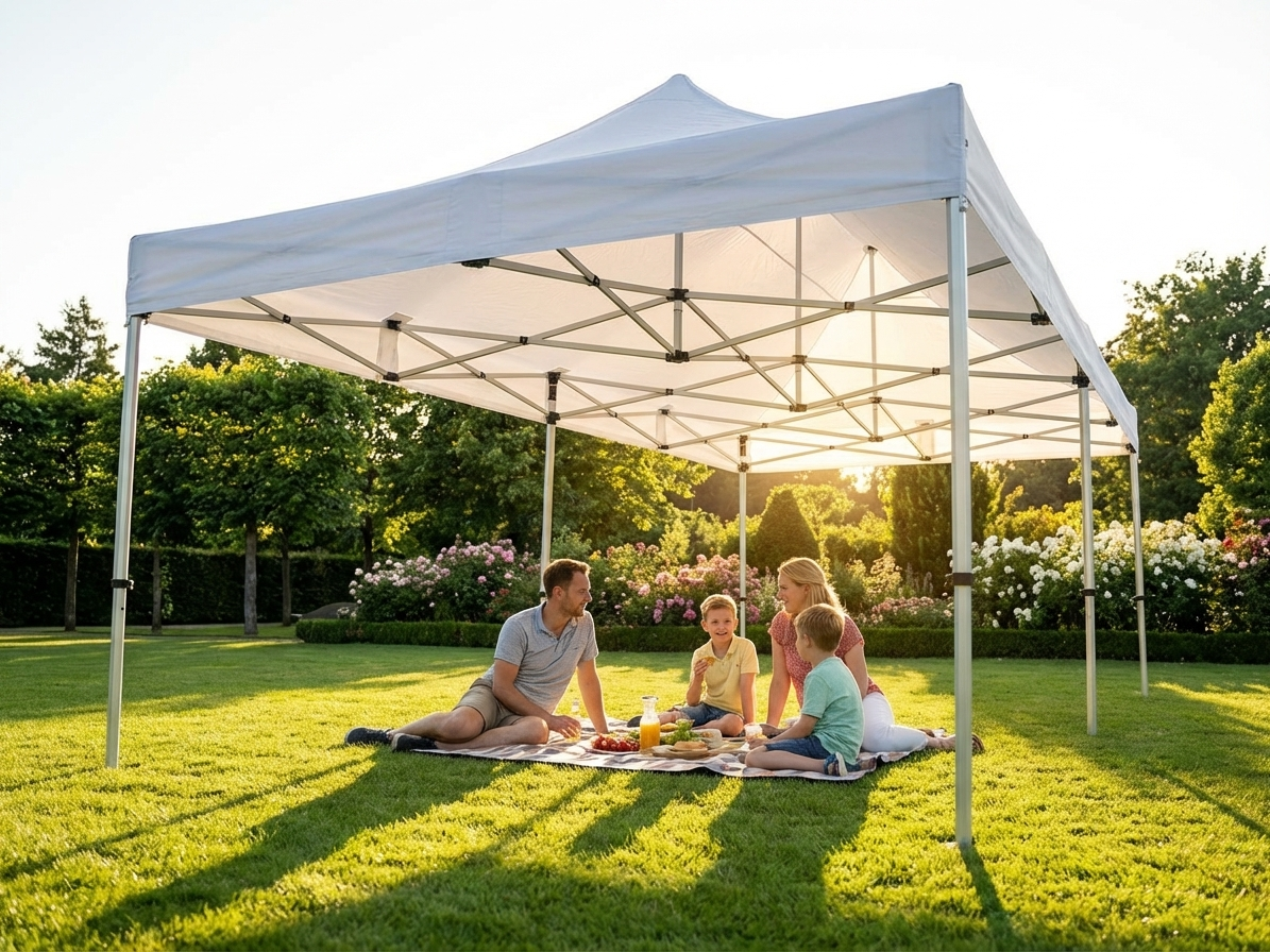 Pop up gazebo 2.5x5 m white with aluminium frame for outdoor events - product detail