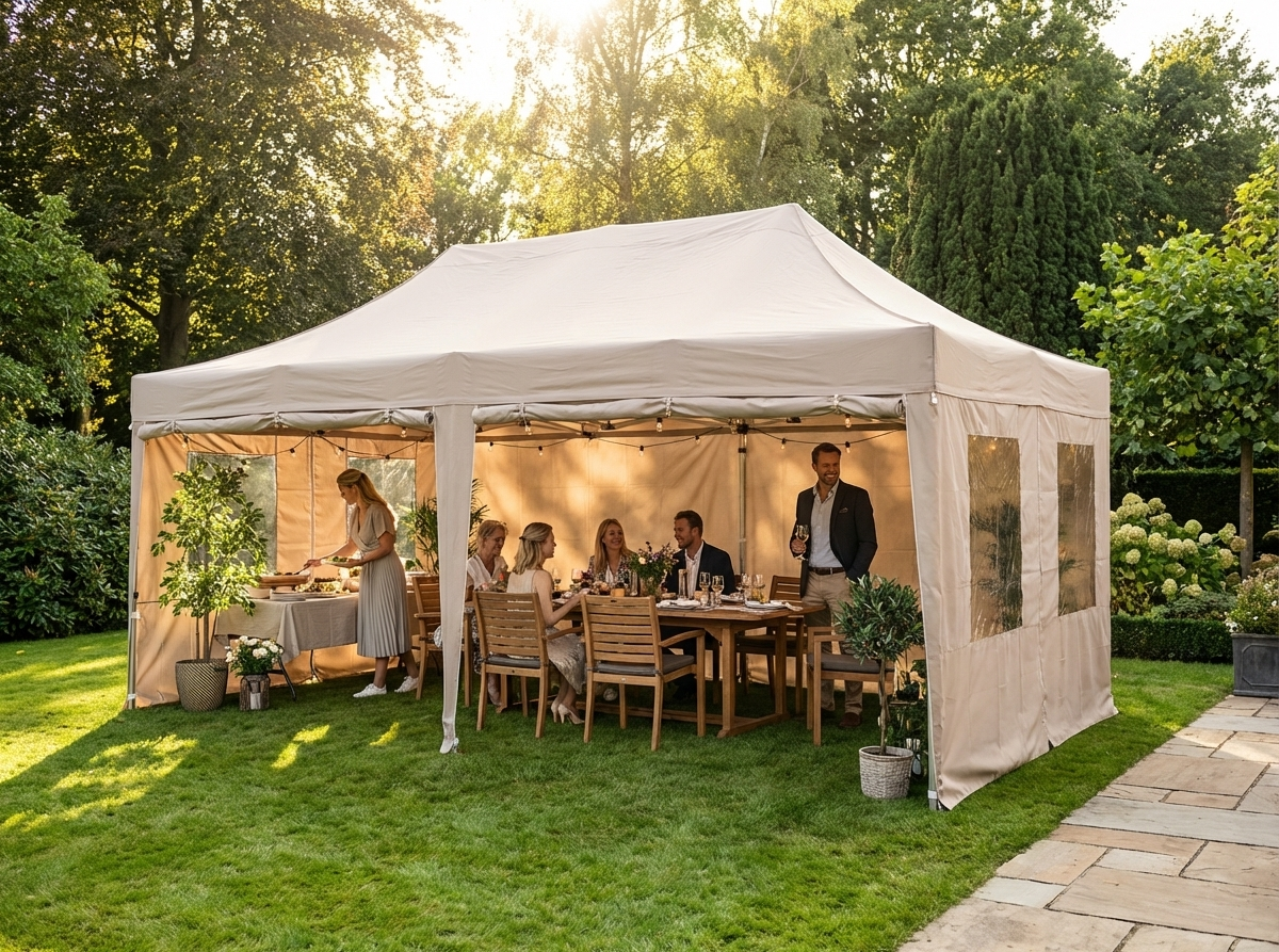 Pop up gazebo 4x8 m Latte with aluminium frame for outdoor events - view 3