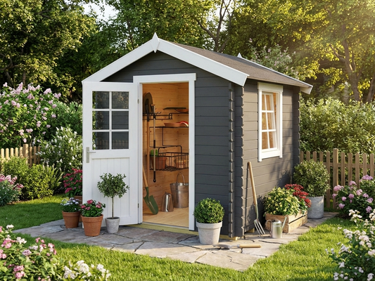 Wooden Shed in Dark Grey, Nordic Spruce Garden Storage - product detail