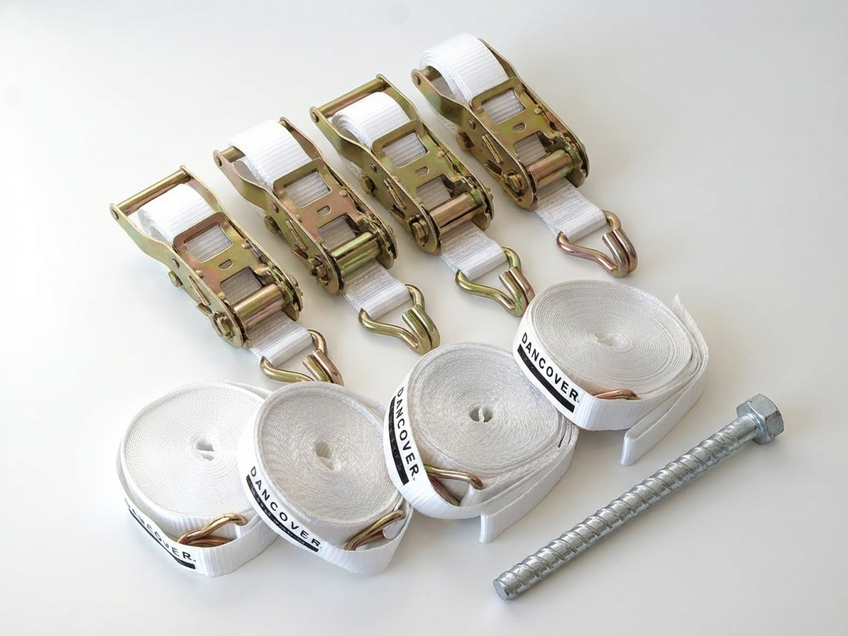 White storm straps with high load capacity for industrial and domestic use