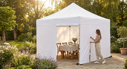 White gazebo sidewall kit 4x4m, flame retardant and waterproof - view 3