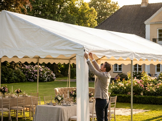 Marquee roof cover 4x10 m in white PVC for outdoor events
