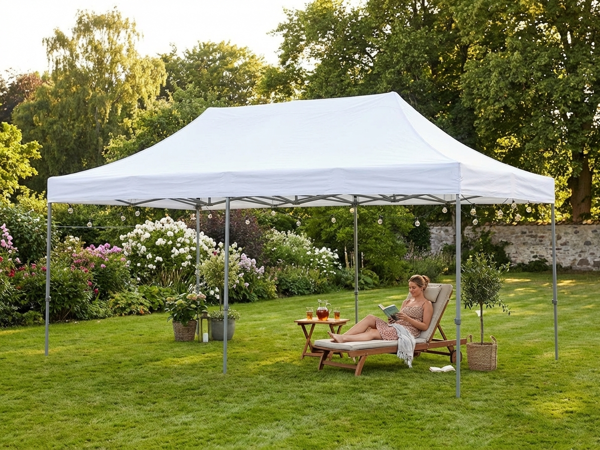 3x6m white pop-up gazebo with steel frame