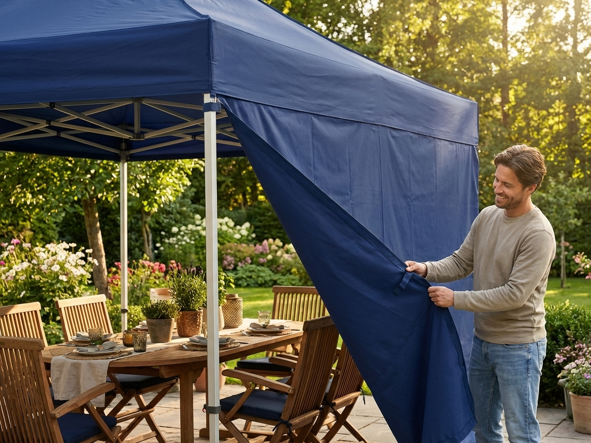 Dark blue gazebo sidewall, 3m, waterproof polyester PVC - product detail