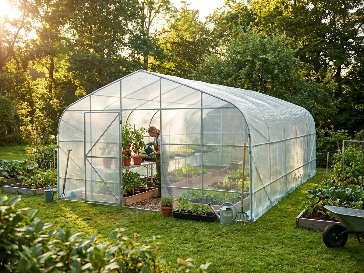 Polytunnel Greenhouse with Transparent Cover and Galvanised Steel Frame - view 3
