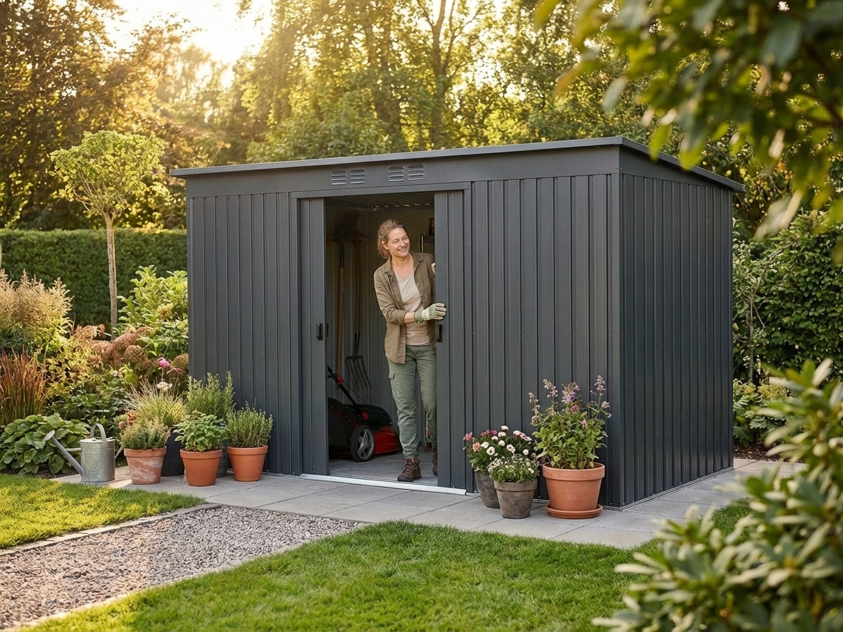 Anthracite garden shed made of galvanised steel - product detail