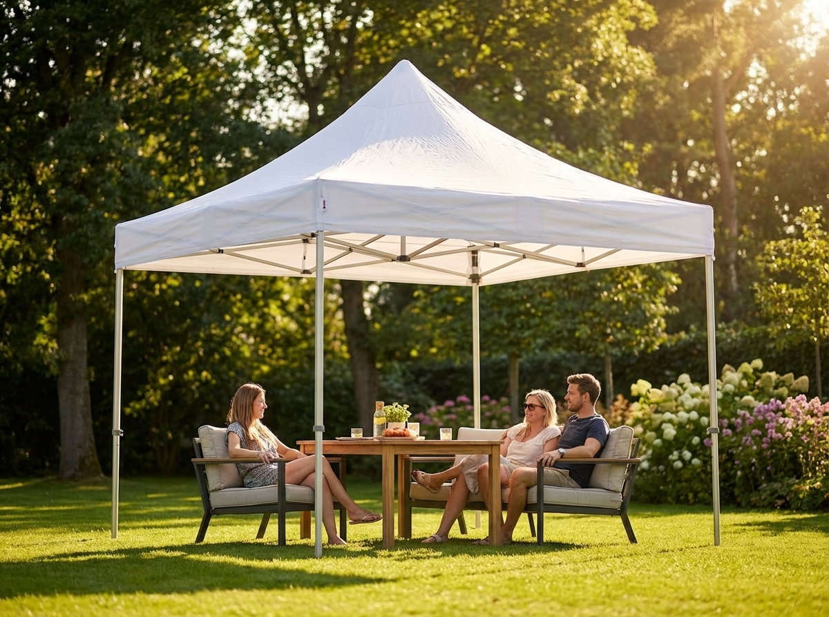 Pop Up Gazebo 3x3 m White with Steel Frame - view 3