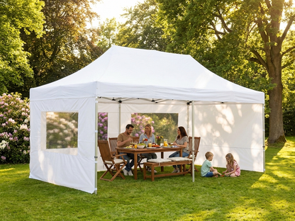 White pop-up gazebo with steel frame for outdoor events - view 3