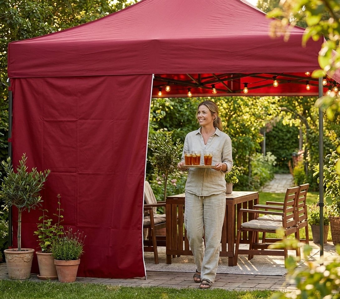 Red 4m sidewall with zipper for event tents - product detail