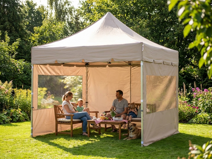 Latte coloured pop up gazebo with aluminium frame for outdoor use - product detail