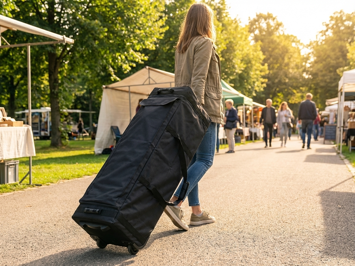 Carry Bag with Wheels in Black for Event Use