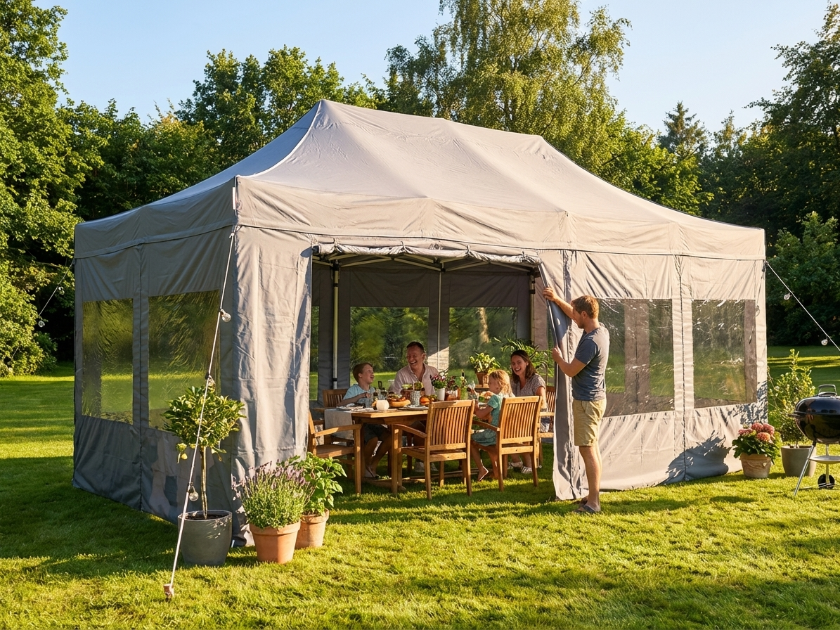 Pop Up Gazebo 4x6 m Grey with Steel Frame