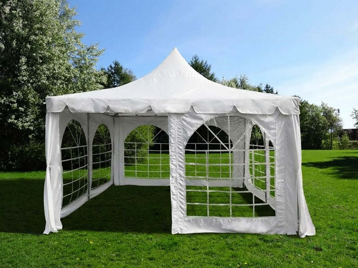 White 4x4 m Marquee Pagoda PVC Polyester