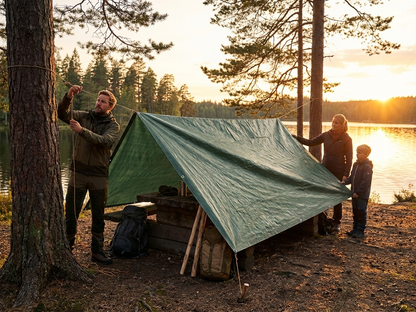 Green 10x12 metre tarpaulin made from TPO for outdoor use - view 3