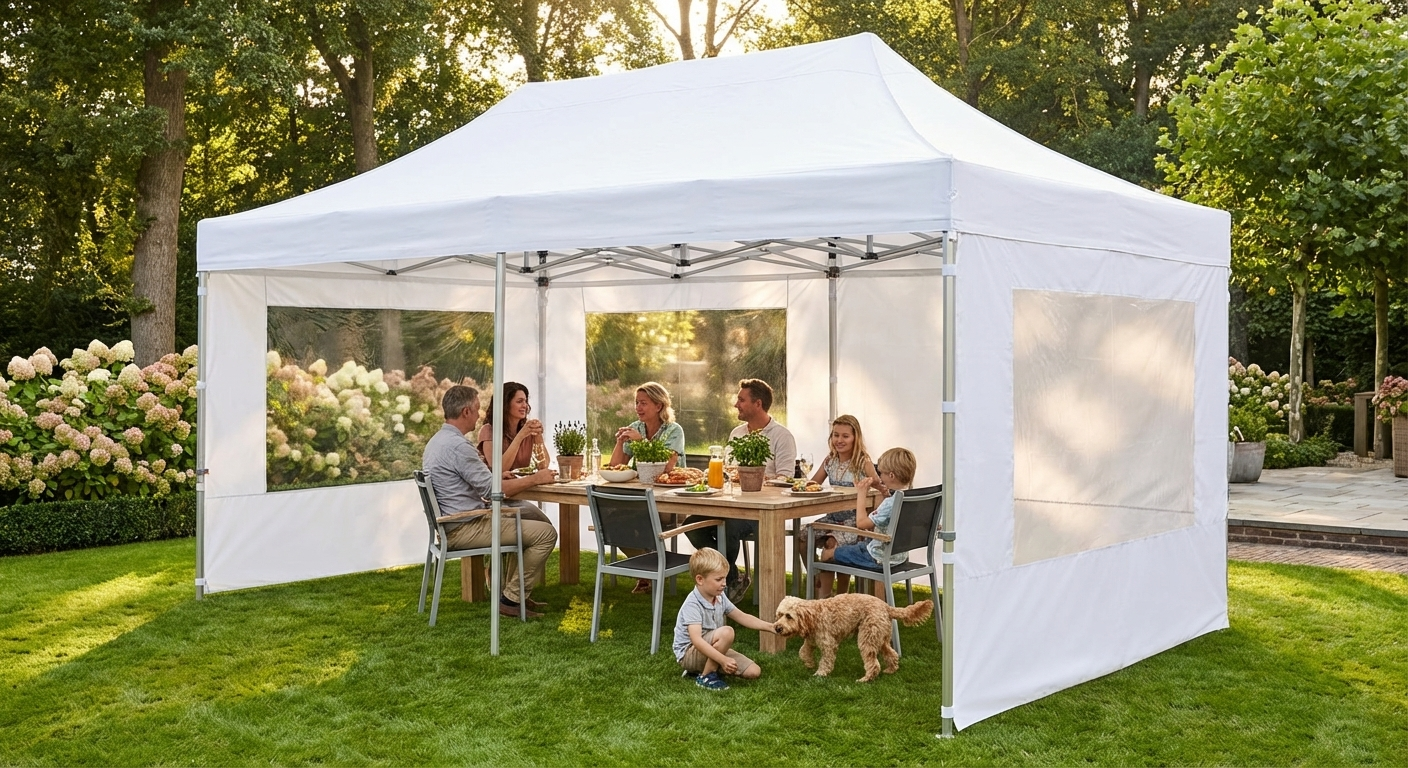 Pop up gazebo 3x6 m white with aluminium frame - product detail