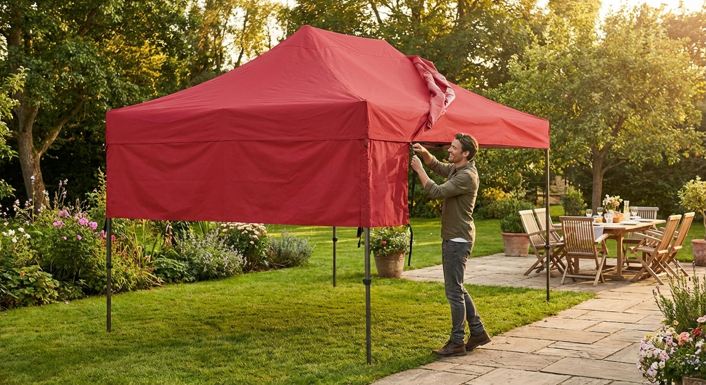 Red gazebo roof cover 3x4.5 metres for outdoor use - product detail