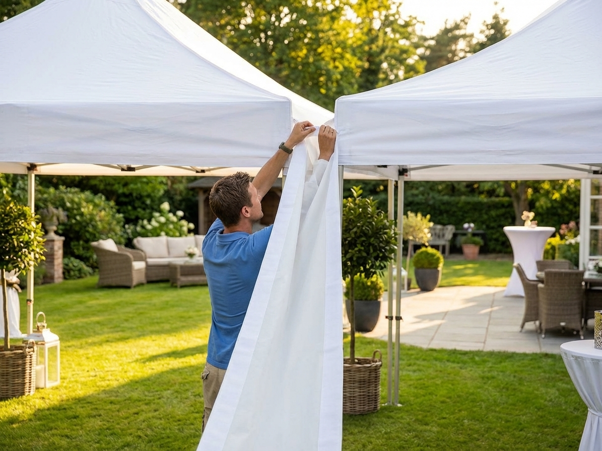 White 6m Raingutter for FleXtents, waterproof polyester with PVC - product detail