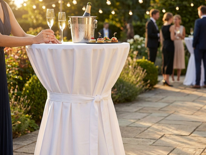 White polyester tablecloth Ø80x110 cm, suitable for dining tables - view 3