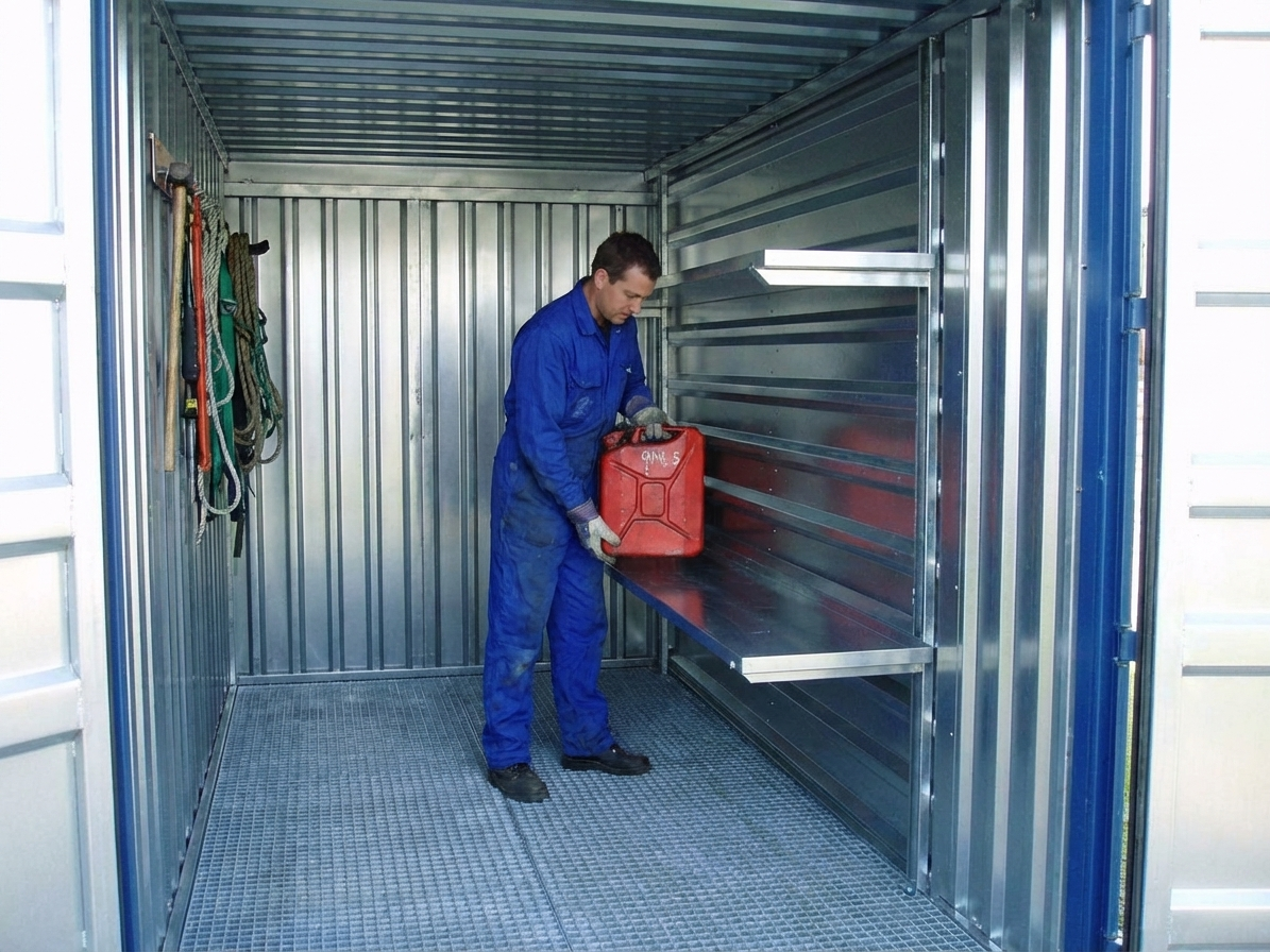 Steel shelving upright in grey for industrial use