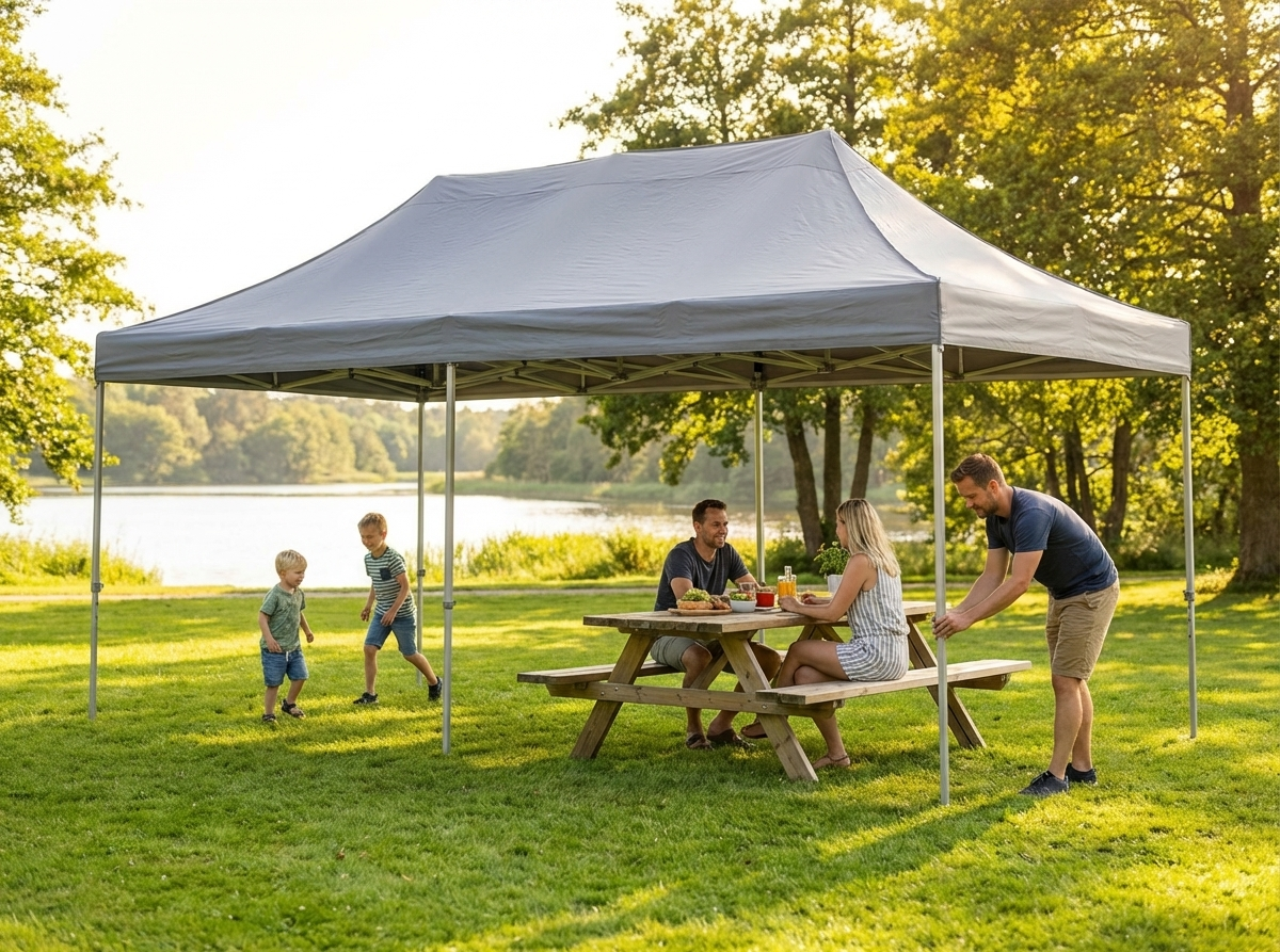 Pop Up Gazebo 4x8m Grey with Steel Frame for Outdoor Events