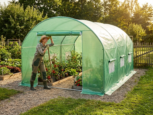 Green polytunnel greenhouse cover 3x4.5x2m, UV and water-resistant