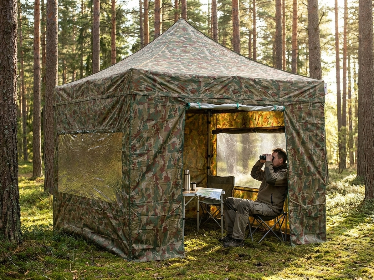 Camouflage pop-up gazebo with aluminium frame, ideal for outdoor events - product detail