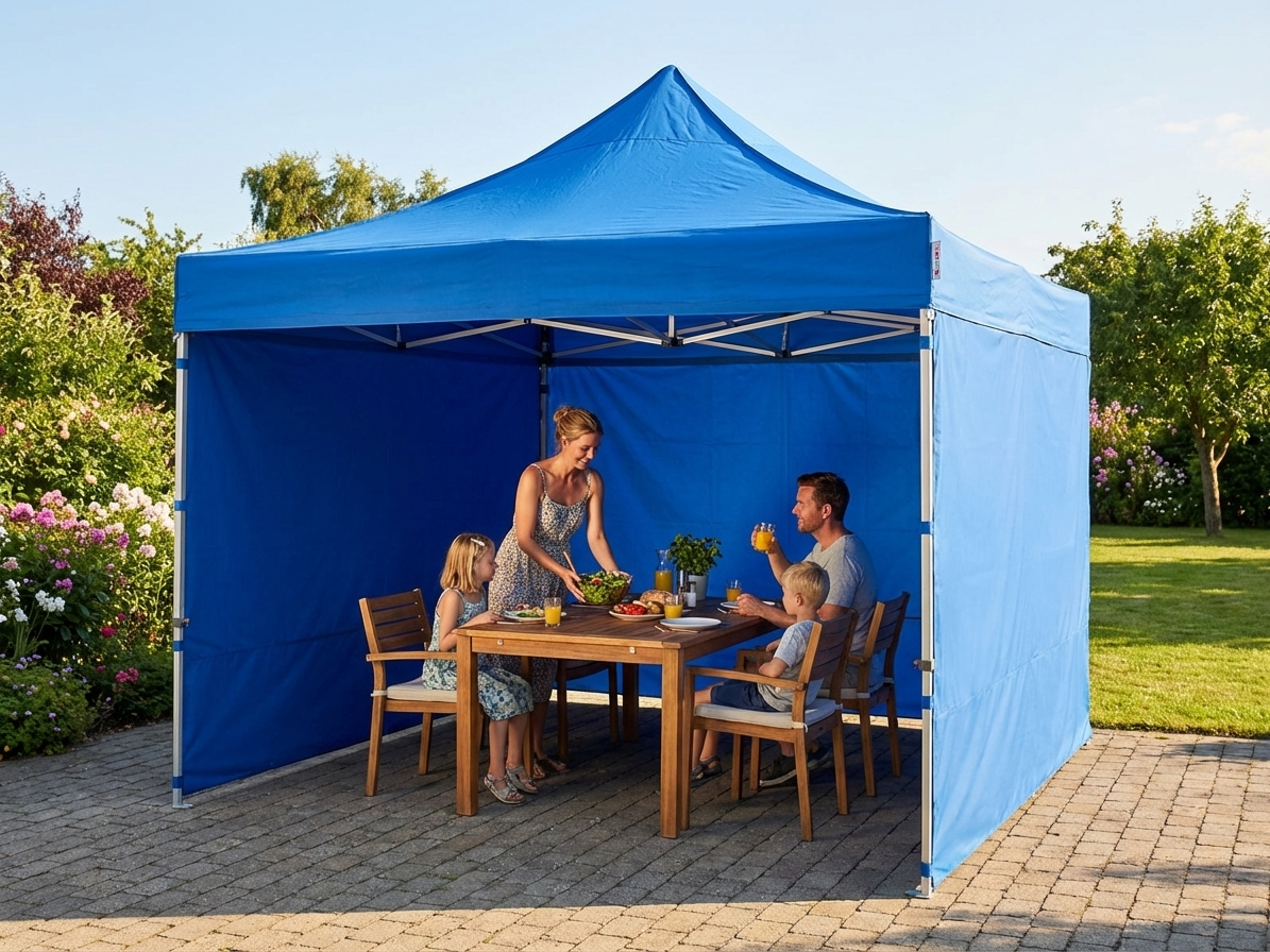 Blue pop-up gazebo 4x4 m with aluminium frame for outdoor events - product detail