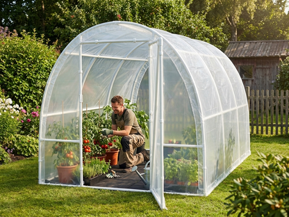 Transparent polytunnel greenhouse 2.2x4x1.9m with UV-resistant foil - view 3