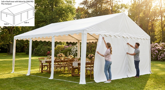 White marquee roof cover 5x8m for outdoor events