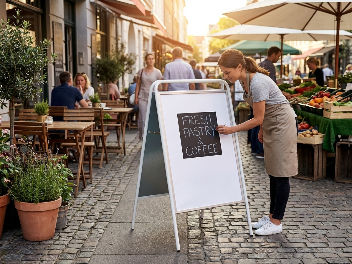 White A-board 58x92cm made from zinc-aluminium alloy - product detail