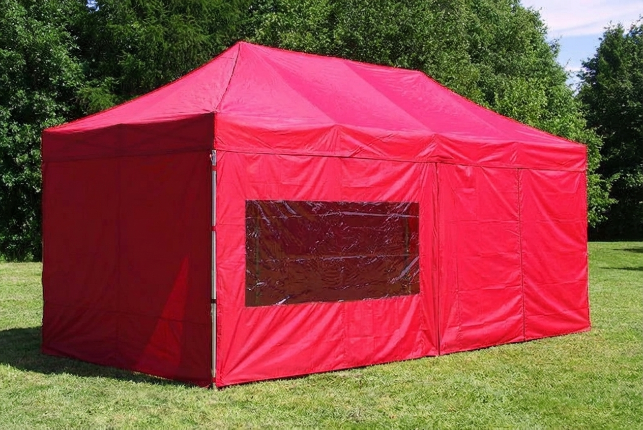 Red pop-up gazebo with aluminium frame for outdoor events - product detail